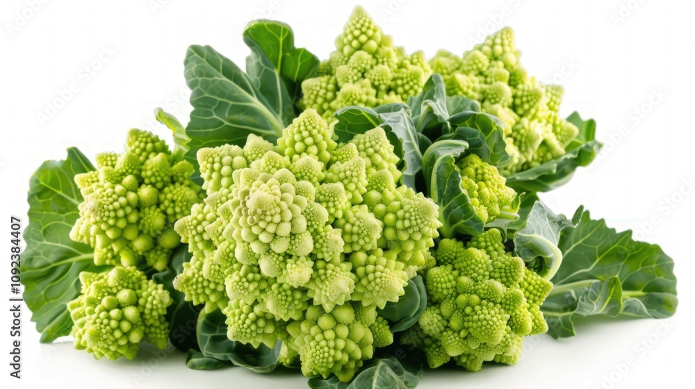 Fresh Romanesco Broccoli on White Background Fresh Romanesco Broccoli on White Background
