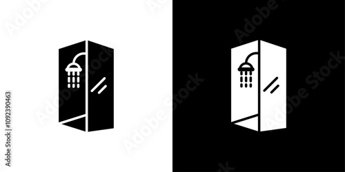 Shower cabin bathroom icon Art design illustration