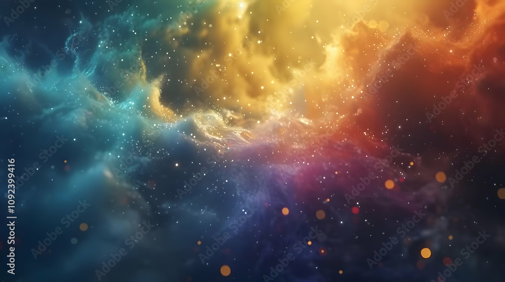 Naklejka premium Cosmic Nebula 3D Background: Celestial Cloudscape
