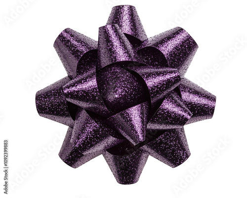 a purple bow with glitter