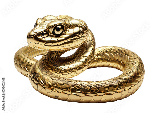 Golden snake isolated on transparent background. Chinese new year 2025, lunar new year theme. png