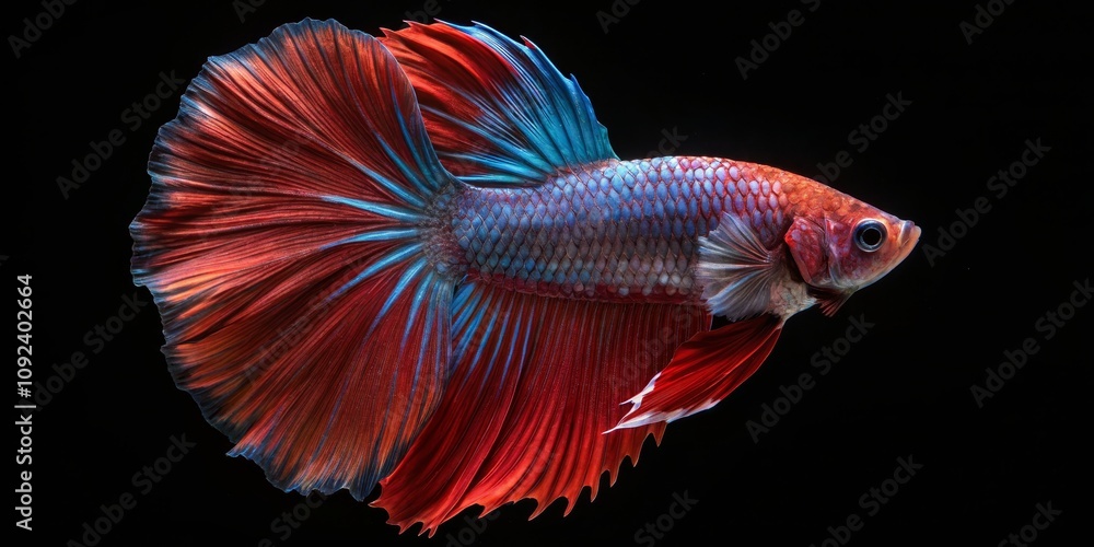 Stunning Candid Capture of Siamese Fighting Fish in Vivid Colors on Black Background Stunning Candid Capture of Siamese Fighting Fish in Vivid Colors on Black Background