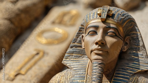 Wallpaper Mural Ancient Egyptian pharaoh statue with intricate details and hieroglyphics. Torontodigital.ca