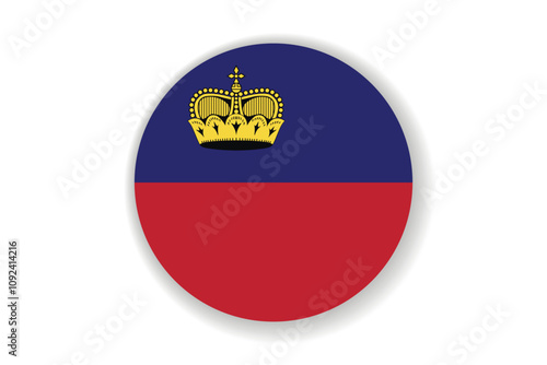 Flag of Liechtenstein. National symbol in official colors. Template icon. Abstract vector background. Round glass light ball, 3D big bubble, sphere.