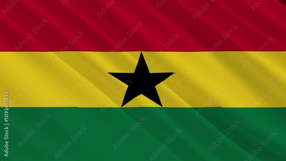 Ghana Waving Flag, Motion Animation of Ghana National Flag Ghana Waving Flag, Motion Animation of Ghana National Flag