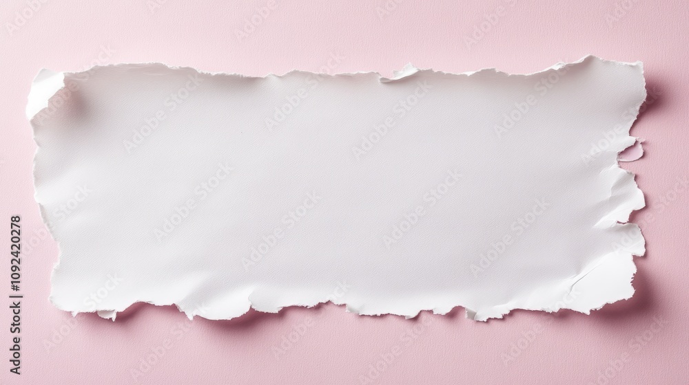 Torn white paper on a soft pink background creating an elegant and stylish canvas perfect for announcements and invitations. Torn white paper on a soft pink background creating an elegant and stylish canvas perfect for announcements and invitations.