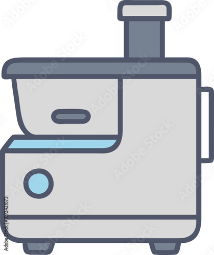 Modern Juicer Machine Flat Icon, Flat design icon of a sleek juicer machine in neutral tones, ideal for themes related to healthy living, kitchen appliances, and food preparation.  
