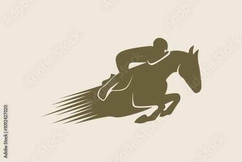 Horse rider race silhouette symbol or logo vector
