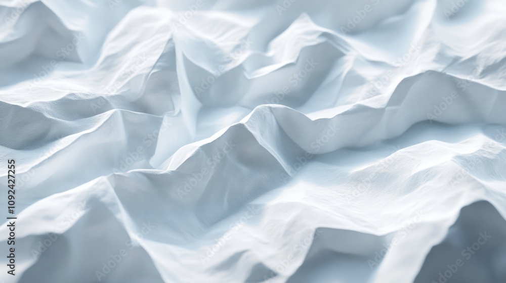 Obraz premium Abstract Crumpled White Fabric Texture - Soft and Light Pattern Background