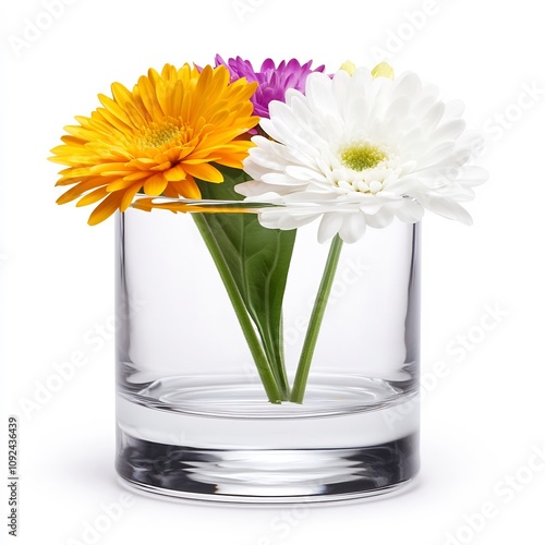 Wallpaper Mural Vibrant Spring Flowers in a Glass Vase Isolated on White Background Torontodigital.ca