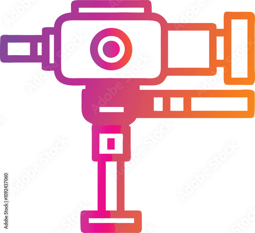 Gradient Icon of Camera Gimbal Stabilizer, Blue gradient outline icon of a camera mounted on a gimbal stabilizer, ideal for digital filmmaking, videography, and photography themes.
