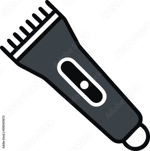 Electric Hair Clipper Icon in Bold Colors, Bright and bold flat design icon of an electric hair clipper, ideal for barbering, grooming, and personal care themes.
