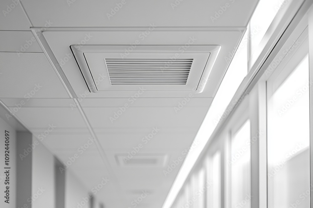 Obraz premium A white ceiling with a vent in the middle