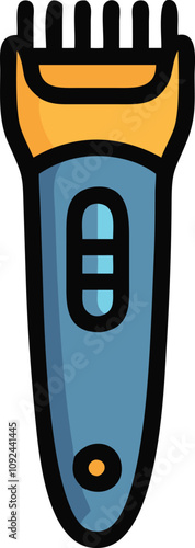 Electric Hair Clipper Icon in Bold Colors, Bright and bold flat design icon of an electric hair clipper, ideal for barbering, grooming, and personal care themes.
