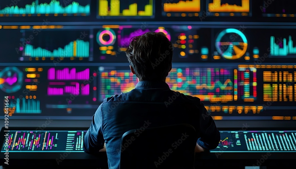 Naklejka premium Analyzing data on a futuristic screen.
