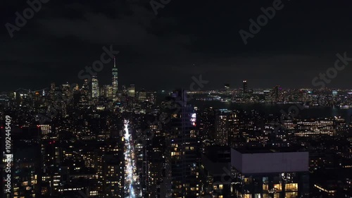 Wallpaper Mural Aerial view rising over the cityscape of Midtown, Manhattan, night in New York Torontodigital.ca