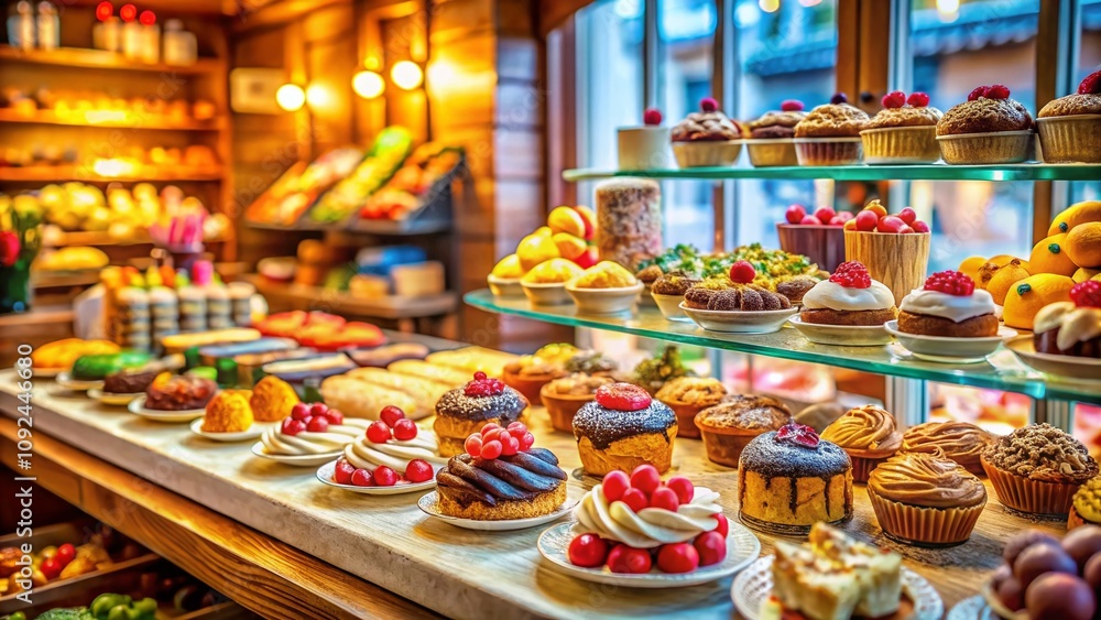 Enchanting Tilt-Shift Photography of a Cozy Homemade Bakery Filled with Freshly Baked Goods, Colorful Treats, and Heartwarming Details for a Charming Visual Experience Enchanting Tilt-Shift Photography of a Cozy Homemade Bakery Filled with Freshly Baked Goods, Colorful Treats, and Heartwarming Details for a Charming Visual Experience