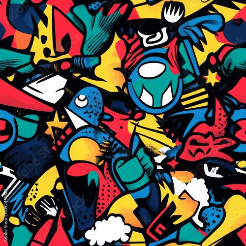 Bold Pop Art Inspired Pattern with Vibrant Colors