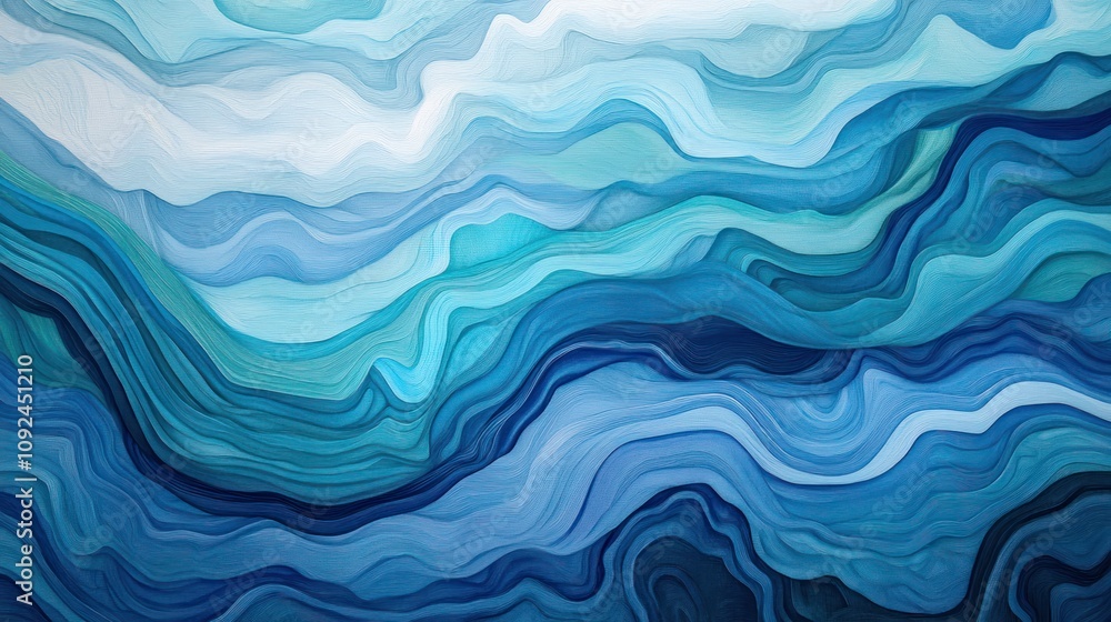 Abstract Blue Wave Pattern Digital Art Painting Abstract Blue Wave Pattern Digital Art Painting