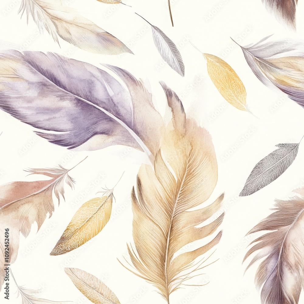 Whimsical Watercolor Feathers Collection Design