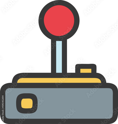 Colorful Retro Arcade Joystick Illustration, Illustration of a vibrant retro arcade joystick with colorful buttons, ideal for gaming, nostalgia, and entertainment-themed visuals.  
