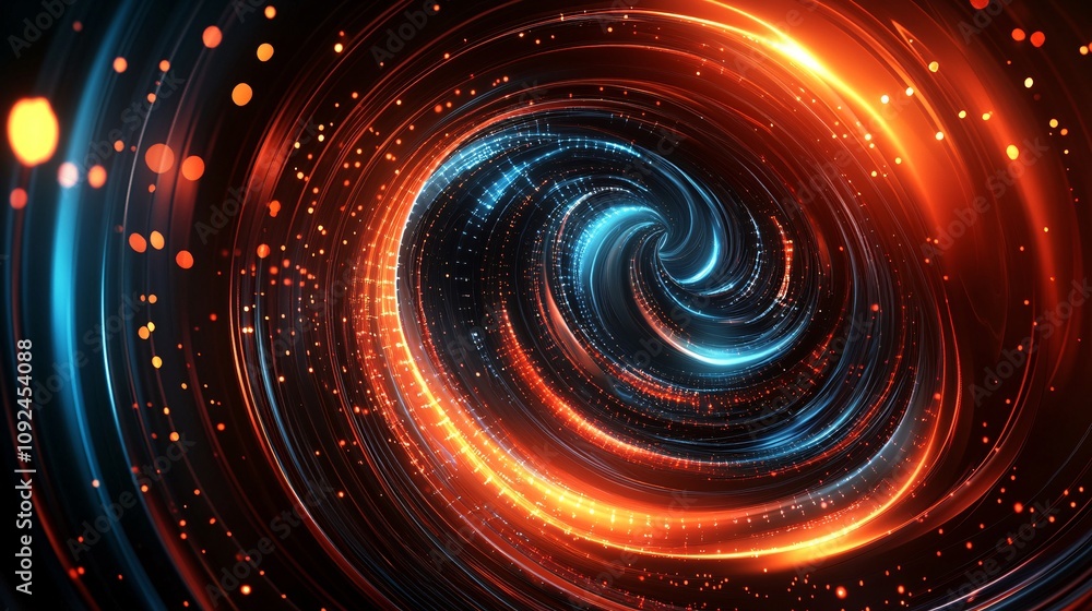 Fototapeta premium Swirling vortex of light particles creating a dynamic energy field