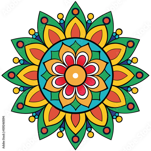 Rangoli patterns vector illustration Isolated white background.