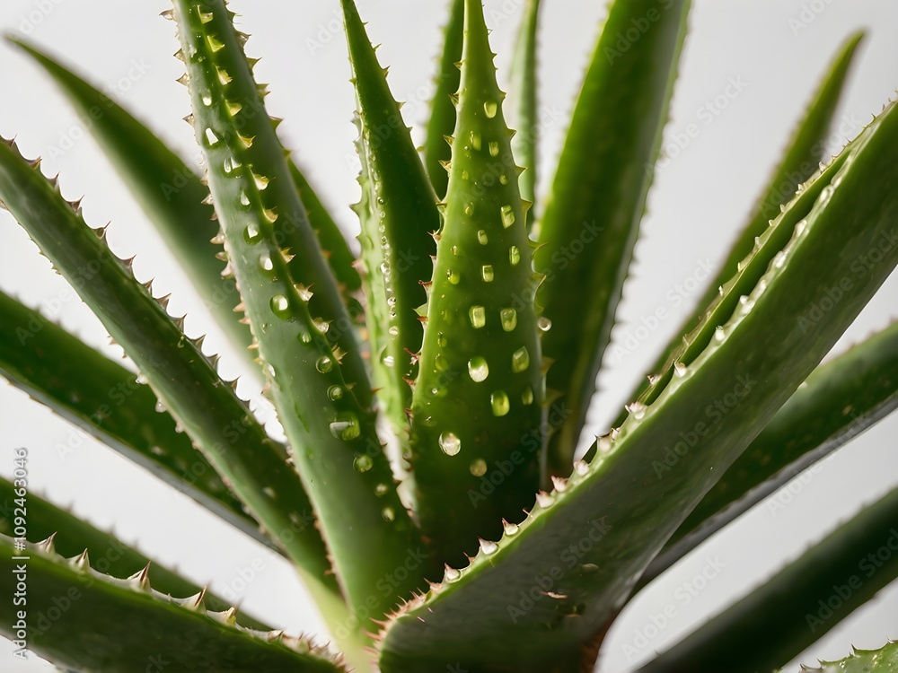 Fototapeta premium A lush aloe vera photographed at close range in a home garden