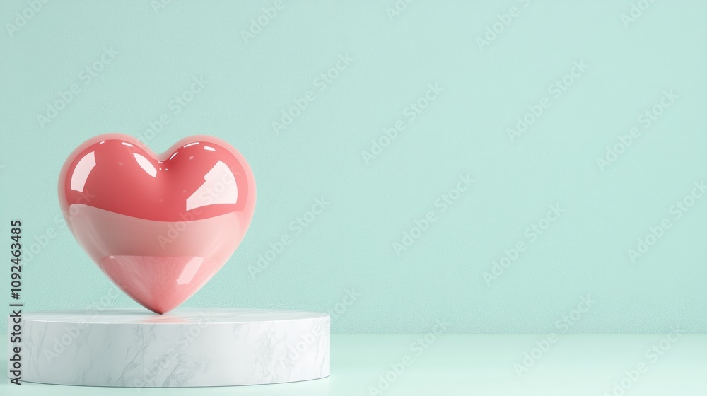 Heart-shaped decorative object minimalist space modern art bright colors close-up love concept Heart-shaped decorative object minimalist space modern art bright colors close-up love concept