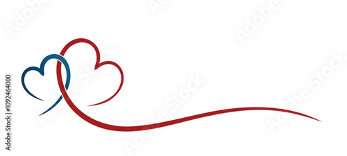 The symbol of a red and blue stylized hearts.