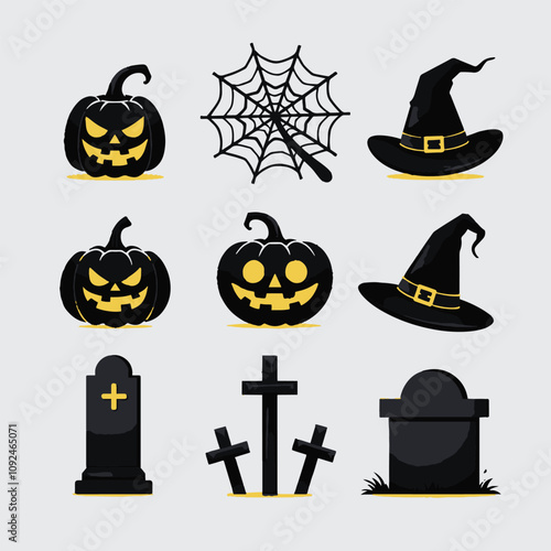 Set of halloween icons isolate on white background
