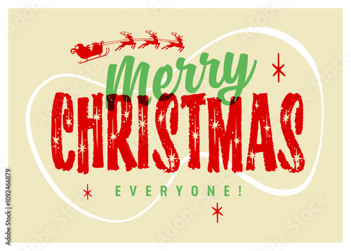 Wallpaper Mural Vintage Style Christmas Postcard. Merry Christmas Everyone! - Editable Vector Illustration. Torontodigital.ca