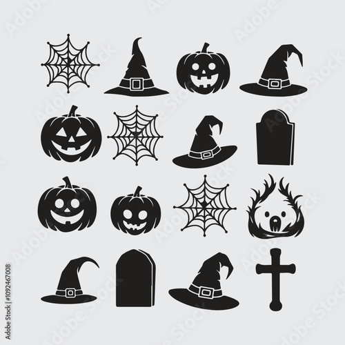 Set of halloween elements isolate on white background