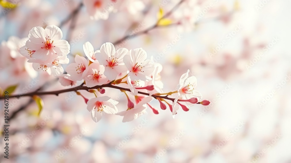 Delicate cherry blossoms float gently on a gentle spring breeze their pale pink hue glistening in sunlight, cherry blossoms, blooming trees, soft pink petals Delicate cherry blossoms float gently on a gentle spring breeze their pale pink hue glistening in sunlight, cherry blossoms, blooming trees, soft pink petals