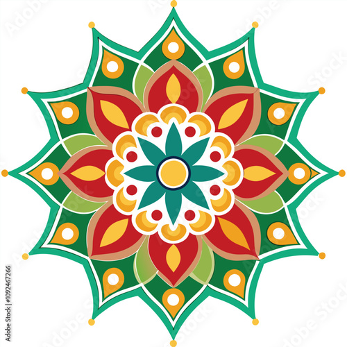 Rangoli patterns vector illustration Isolated white background.