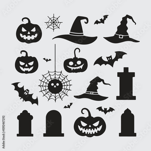 Set of halloween elements isolate on white background
