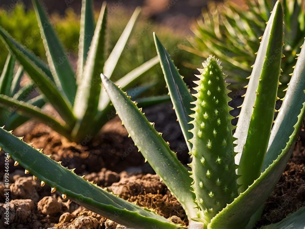 A lush aloe vera photographed at close range in a home garden A lush aloe vera photographed at close range in a home garden