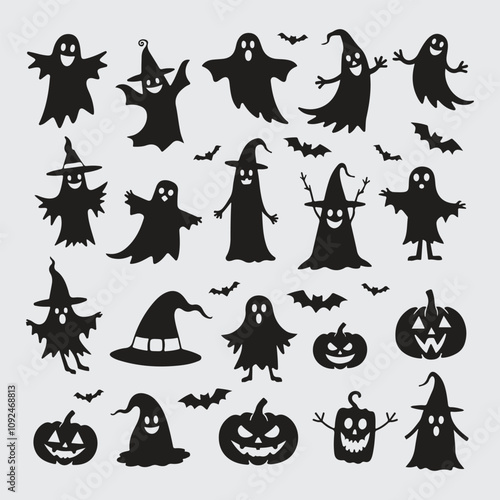 Set of Halloween icons isolate on white background