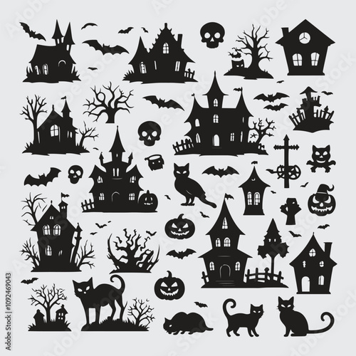 set of Halloween icons isolate on white background