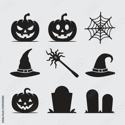 set of Halloween icons isolate on white background