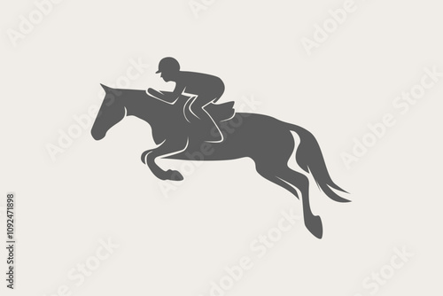 Horse rider race silhouette symbol or logo vector