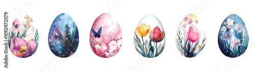 Set vector illustration of aester colorful egg isolate on white background photo