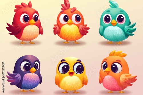 Wallpaper Mural Playful Bird Character Icons for Kids Apps Torontodigital.ca