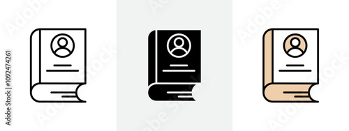Biography icon Outline sign symbol set