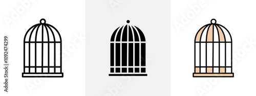 Bird cage icon Outline sign symbol set