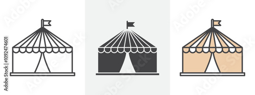 Circus tent icon Outline sign symbol set