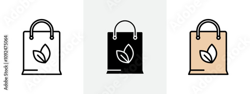 Eco bag icon Outline sign symbol set