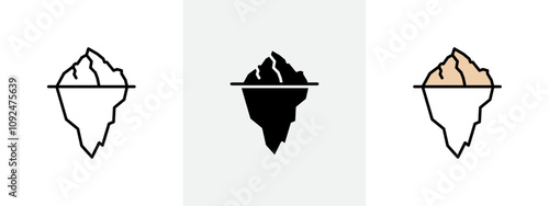Ice berg icon Outline sign symbol set