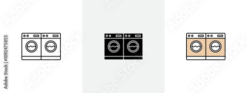 Laundary icon Outline sign symbol set photo