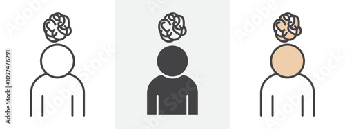 Mental disorder icon Outline sign symbol set